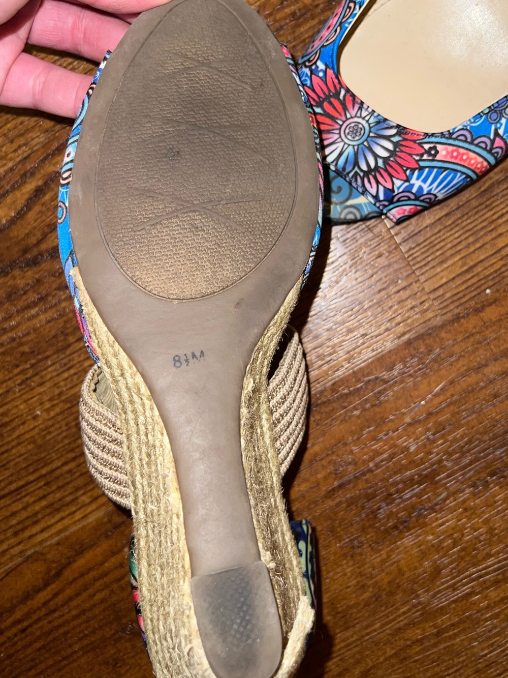 Impo Blue Floral Boho Summer Vacation Stretch Wedge Strap Sandals Size 8.5 - Picture 7 of 7